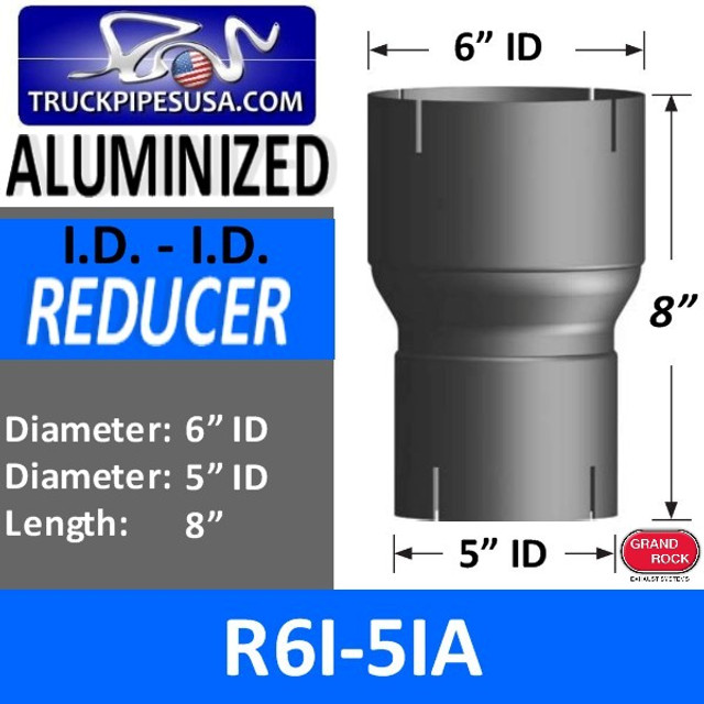 R6I-5IA 6" ID to 5" ID Exhaust Reducer Aluminized Pipe