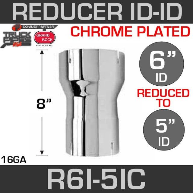6" ID to 5" ID Exhaust Reducer Chrome