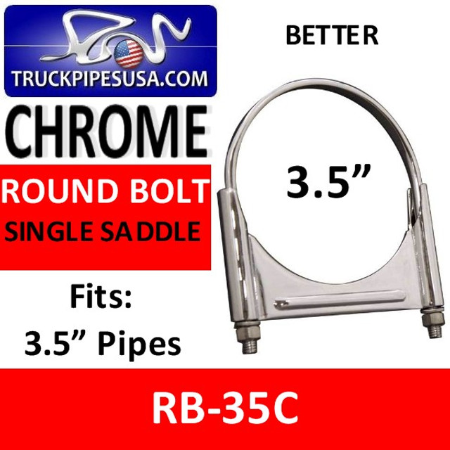 3.5'' Chrome Round Bolt Single Saddle Exhaust Clamp RB-35C