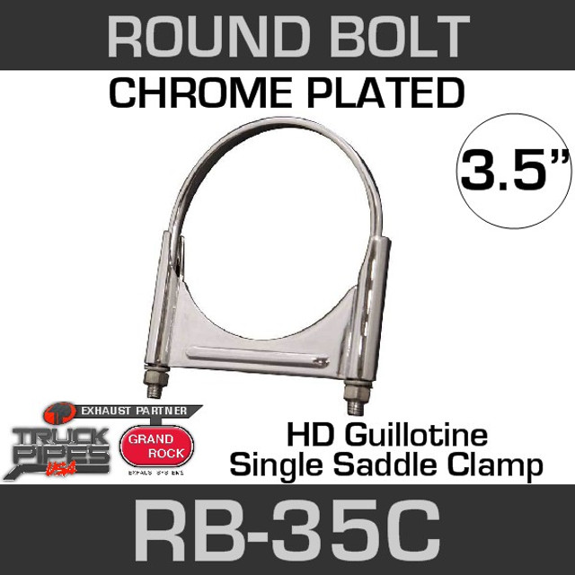 3.5'' Chrome Round Bolt Single Saddle Exhaust Clamp RB-35C