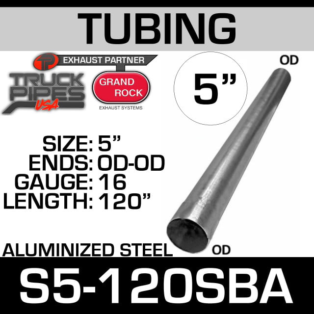 5" x 120" Straight Cut Aluminized Exhaust tubing OD Ends S5-120SBA