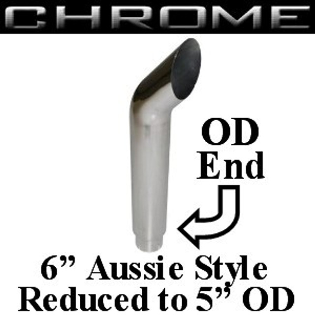 SA6-48SBC-5 6" x 48" Aussie Chrome Exhaust Stack Reduced to 5" OD