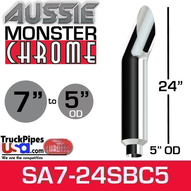 7" x 24" Aussie Chrome Monster Stack Reduced to 5" OD
