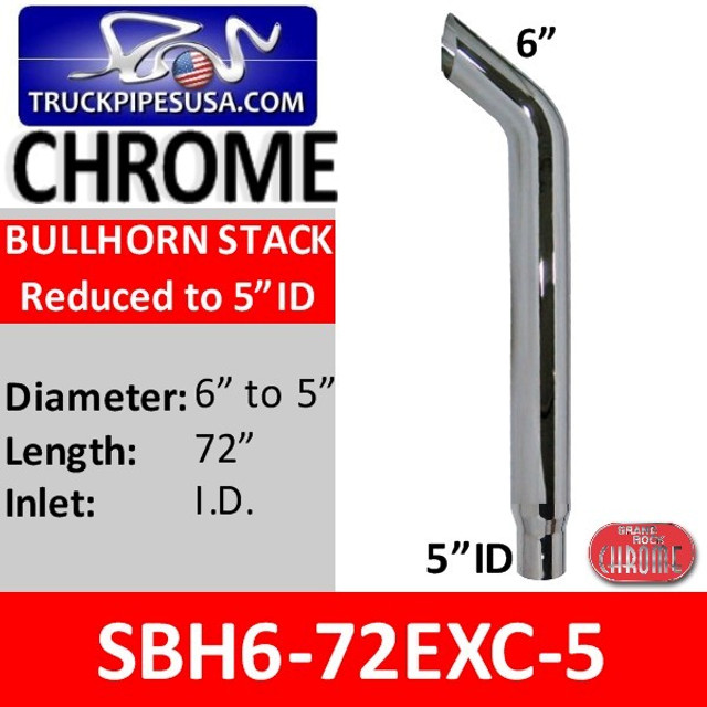 6" x 72" Bullhorn Stack Reduced to 5" ID End SBH6-72EXC