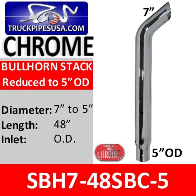7" x 48" Bullhorn Reduced to 5" OD Chrome SBH7-48SBC-5