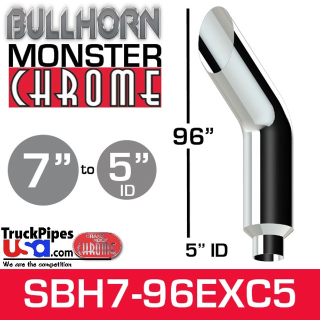 7" x 96" Bullhorn Chrome Monster Stack Reduced to 5" ID