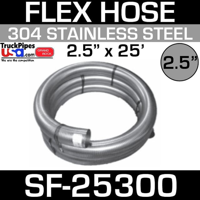 2.5" x 25 Foot 304 Stainless Steel Flex Exhaust Hose SF-25300