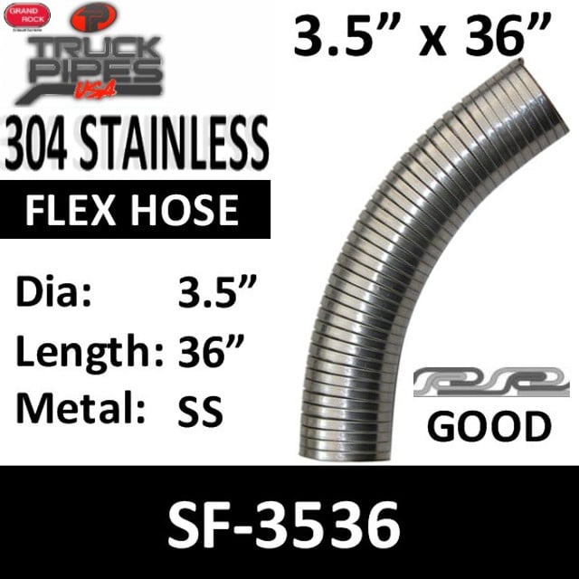 3.5" x 36" .018 304 Stainless Steel Flex Exhaust Hose SF-3536