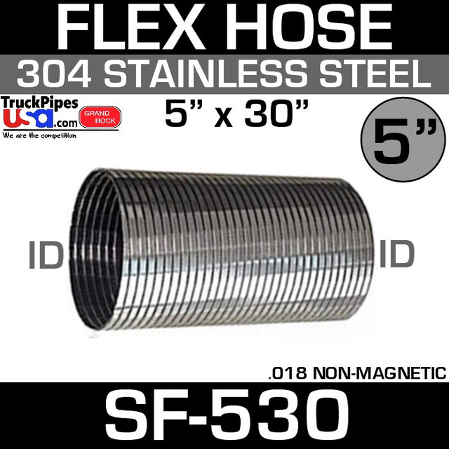 5" x 30" .018 304 Stainless Steel Flex Exhaust Hose SF-530