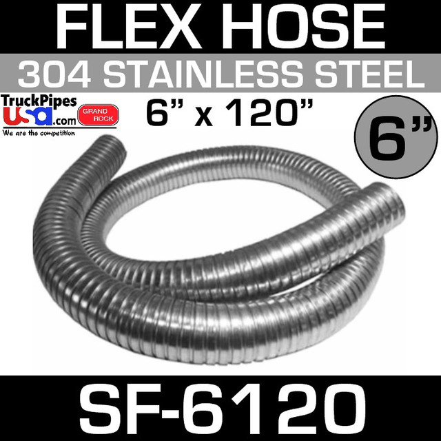 6" x 120" 304 Stainless Steel Flex Exhaust Hose SF-6120