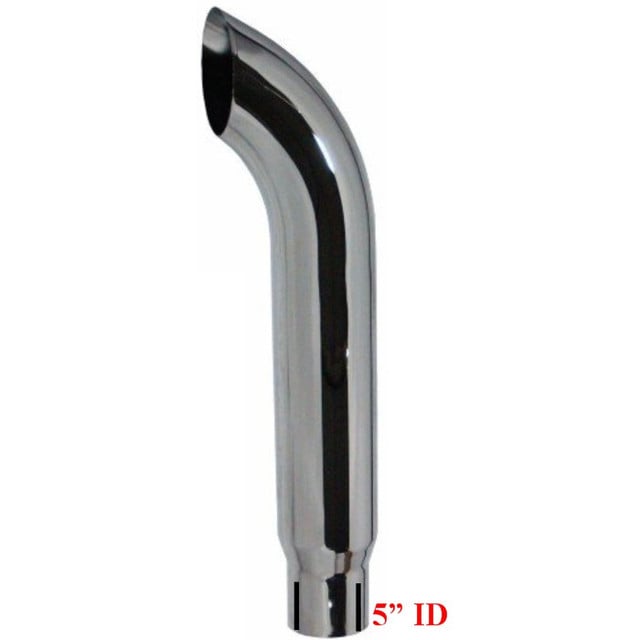 7" x 114" Curved Top Chrome Exhaust Reduced to 5" ID SK7-114EXC-5