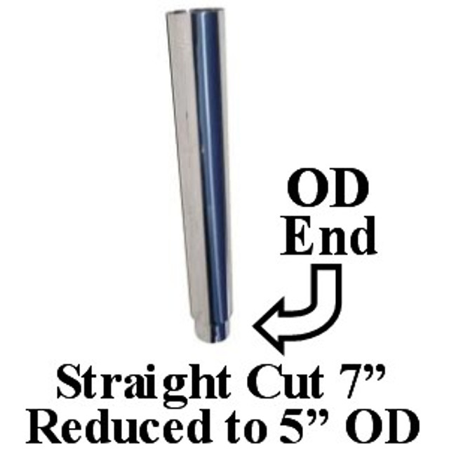 SS7-60SBC-5 7" x 60" Chrome Straight Cut Exhaust 5" OD Bottom