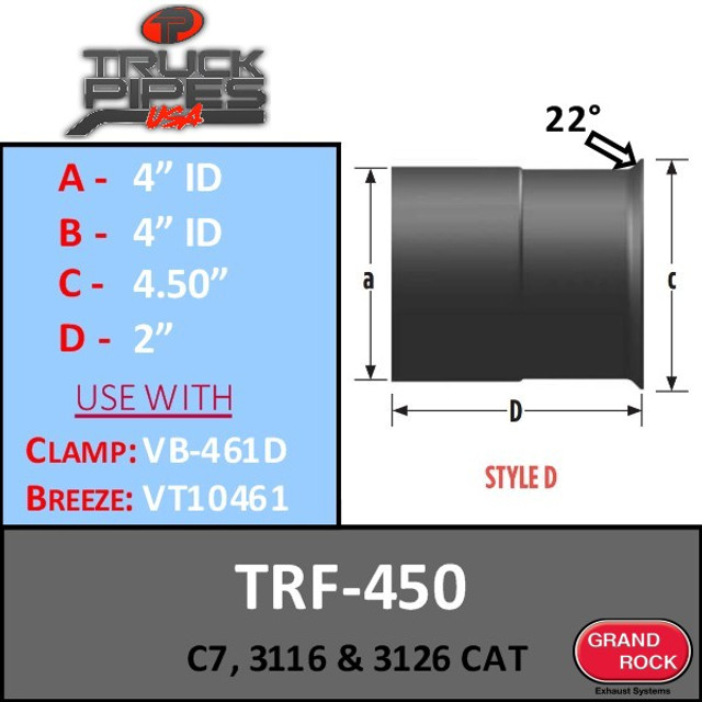 4.5" Turbo Flare Lip for CAT C7/3116/3126 Style D TRF-450