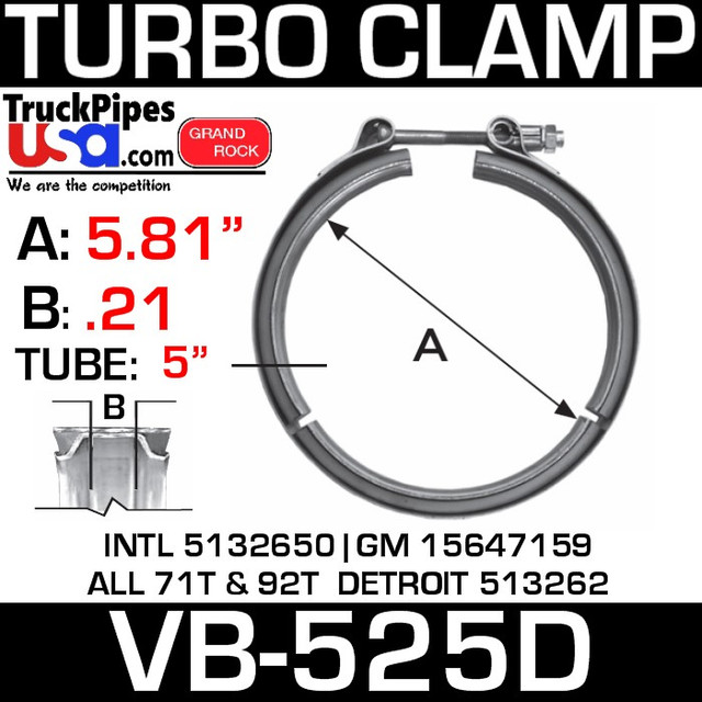 VB-525D - 92T V-Band Turbo Clamp Breeze VT10525 Exhaust