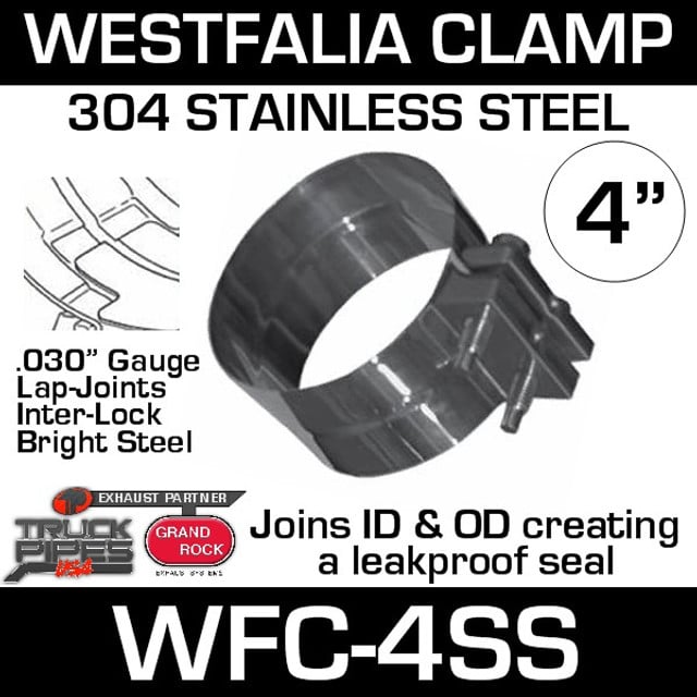 4" Westfalia 304 Stainless Steel Exhaust Band Clamp WFC-4SS