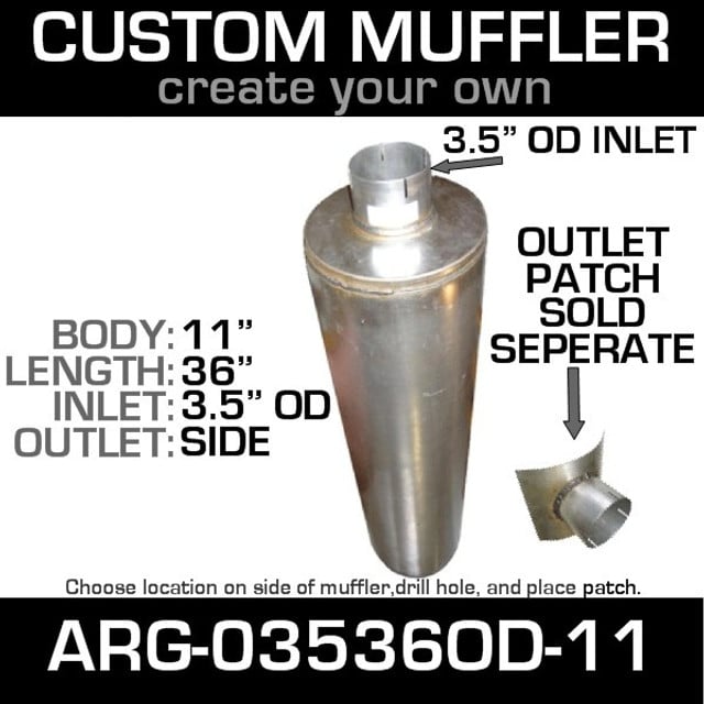 11" Universal Muffler 3.5" OD End In and Out Muffler ARG-03536-11OD