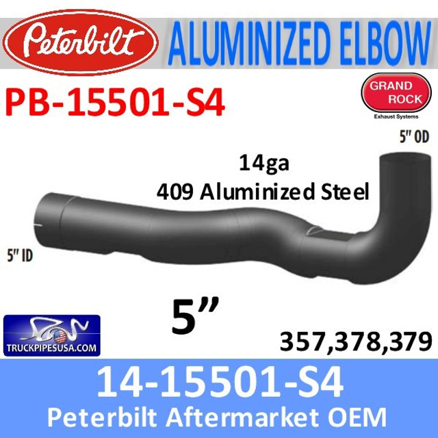 14-15501 Peterbilt 357,378,379 409 Stainless Elbow PB-15501-S4 - SPECIAL ORDER