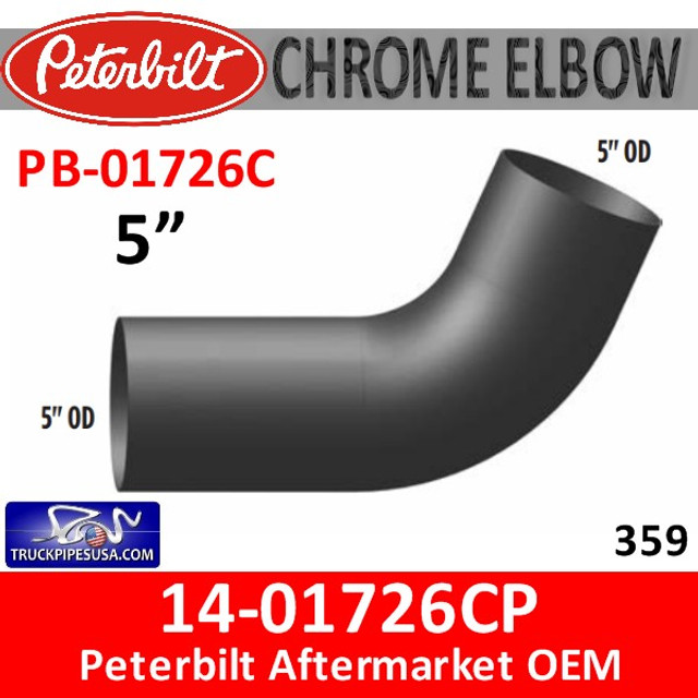 14-01726CP Peterbilt 359 Exhaust 5 inch chrome elbow 67 degree