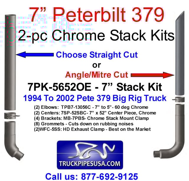 7" Peterbilt 379 Chrome Stack Kit - 7PK-5652OE