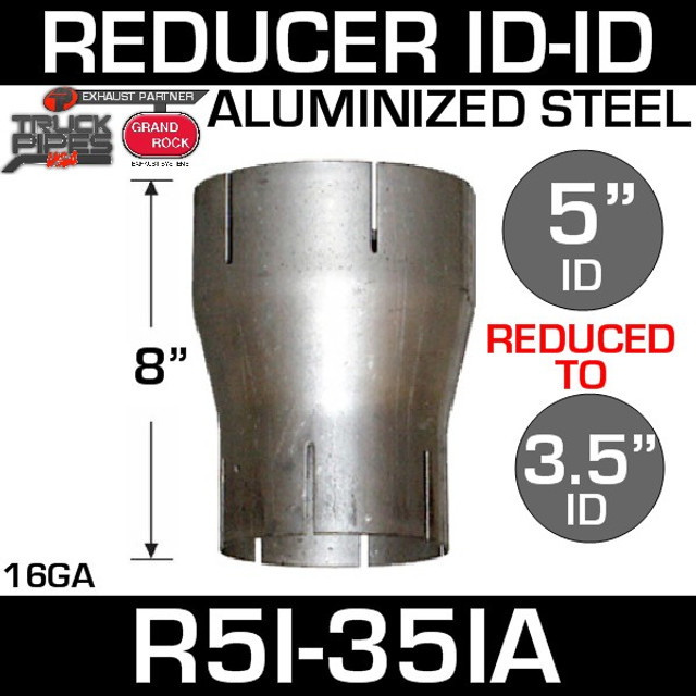 R5I-35IA 5" ID to 3.5" ID Exhaust Reducer Aluminized Pipe