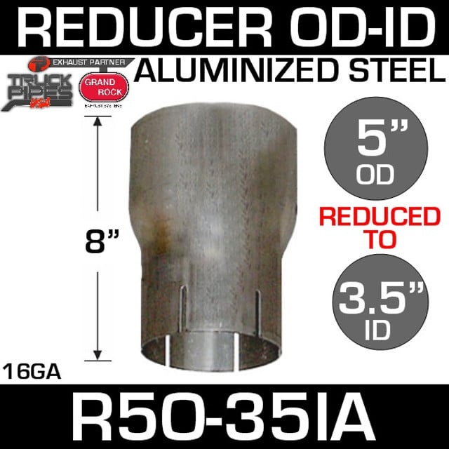 5" OD to 3.5" ID Reducer Aluminized Exhaust Pipe R5O-35IA