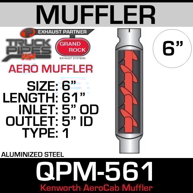 Kenworth Aero Quiet Perfomance Muffler 5" x 61" QPM-561
