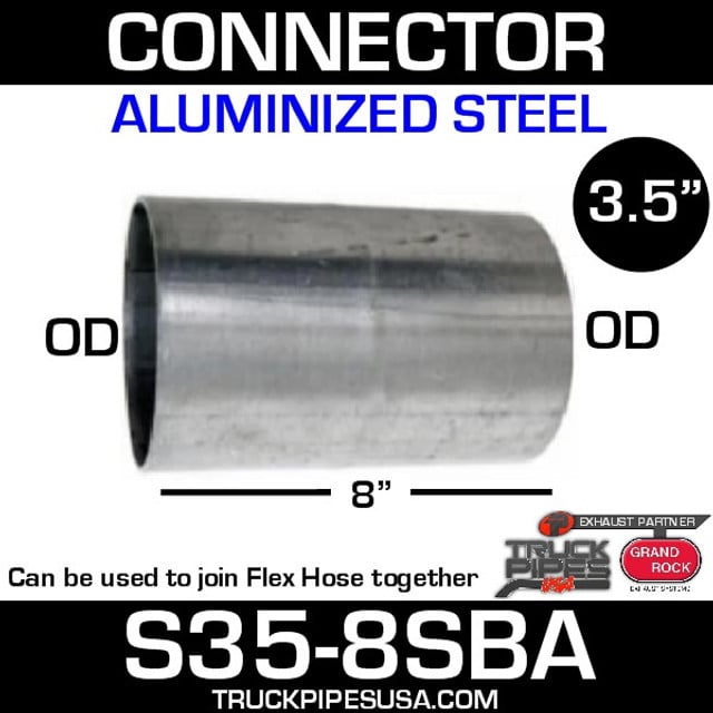 3.5" x 8" Aluminized Exhaust Connector OD-OD S35-8SBA