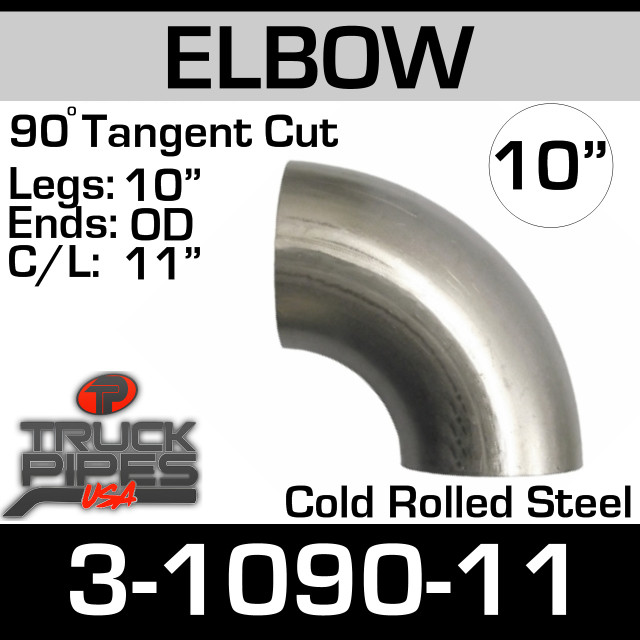 10" Exhaust Elbow 90 Degree Cold Roll Steel 11.875" CLR 3-1090-11