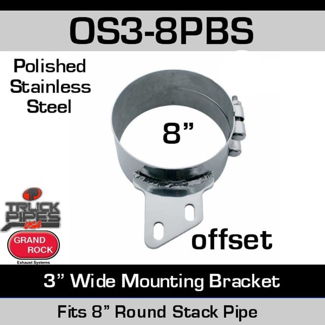 8" Offset 3" Wide Stack Mount Bracket Polished SS OS3-8PBS