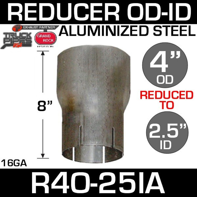 4" OD to 2.5" ID Exhaust Reducer Aluminized Pipe R4O-25IA