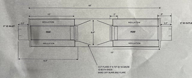 HF-51 High Flow Muffler 8" x 51" Type 1 Muffler with 44" Shell