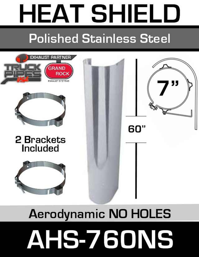 7" x 60" Aerodynamic Shield No Hole with Brackets AHS-760NS