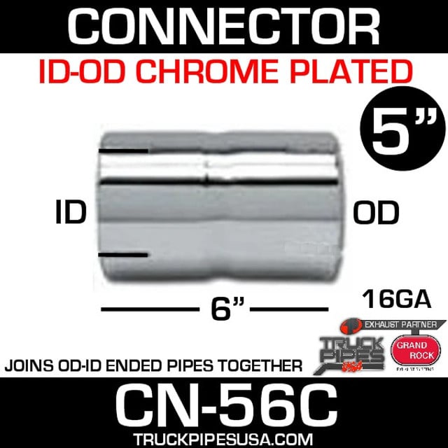 5" Exhaust Coupler/Connector ID-OD Chrome CN-56C