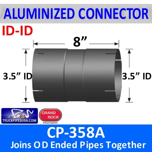 3.5 inch Exhaust Coupler ID-ID Aluminized 8" Long CP-358A