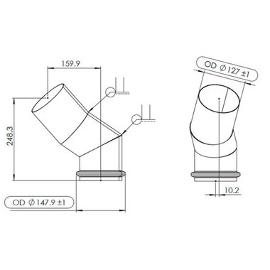 Volvo Mack SCR Outlet Exhaust Pipe 22366241-Dimensions