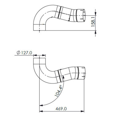 Peterbilt Kenworth SCR Outlet Exhaust Pipe-Dimensions