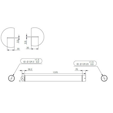 Western Star SCR Intermediate Exhaust Pipe-Dimensions