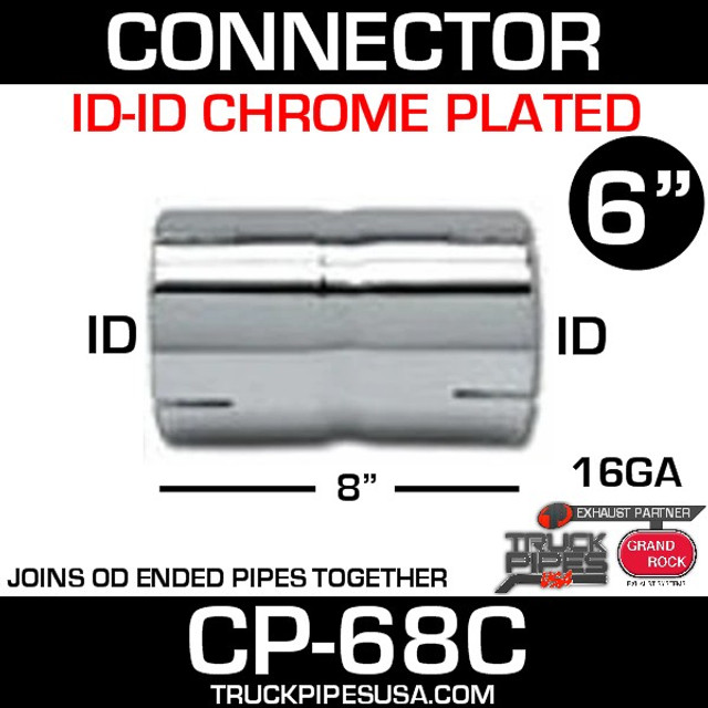 6" x 8" Exhaust Coupler/Connector ID-ID Chrome CP-68C