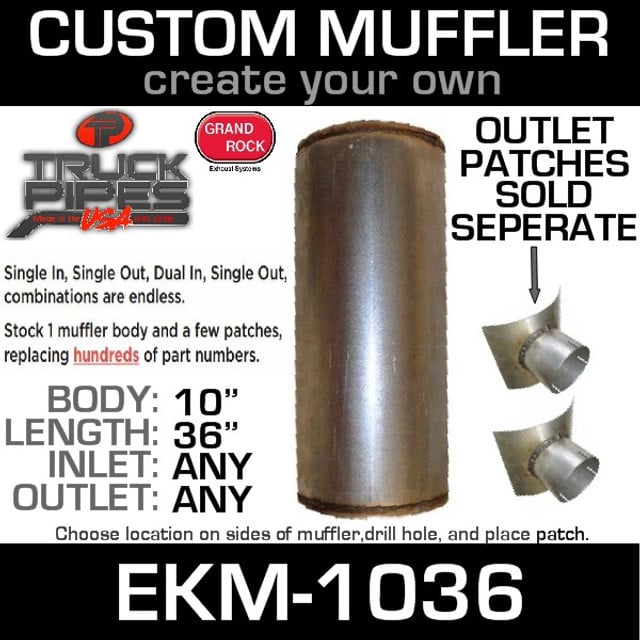 10" Universal Muffler Round x 36"L patch not Included