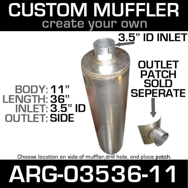 11" Universal Muffler 3.5" ID End In and Out Muffler ARG-03536-11