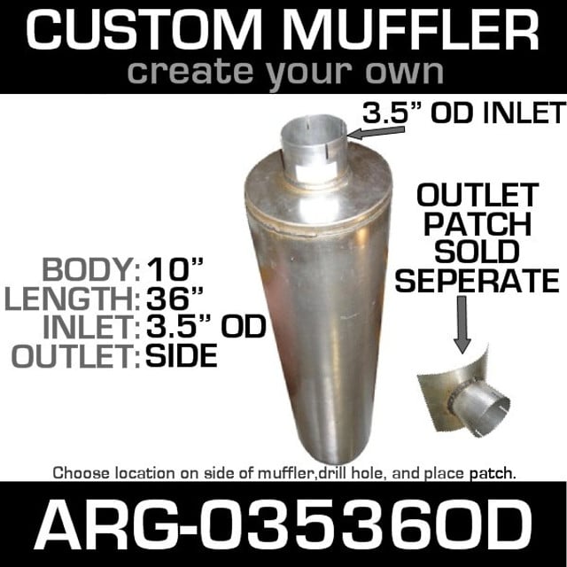 10" Universal Muffler 3.5" OD End In and Out Muffler ARG-03536OD