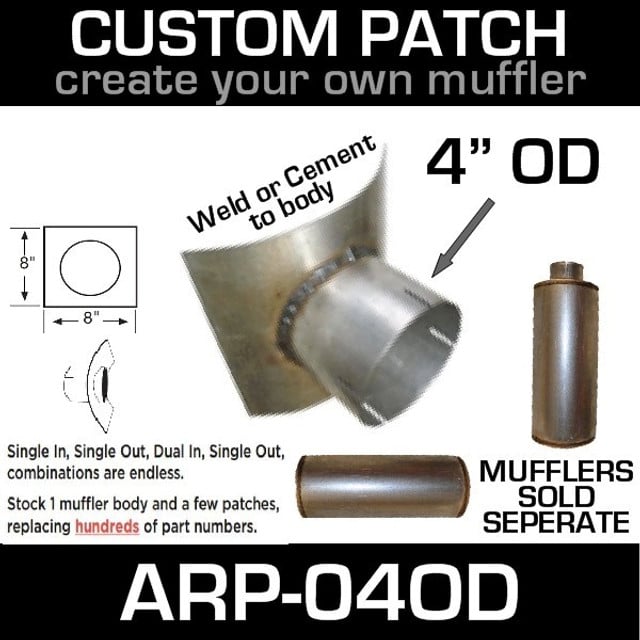 4" OD Universal Muffler Patch 8x8 ARP-04OD