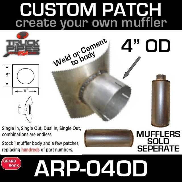 4" OD Universal Muffler Patch 8x8 ARP-04OD