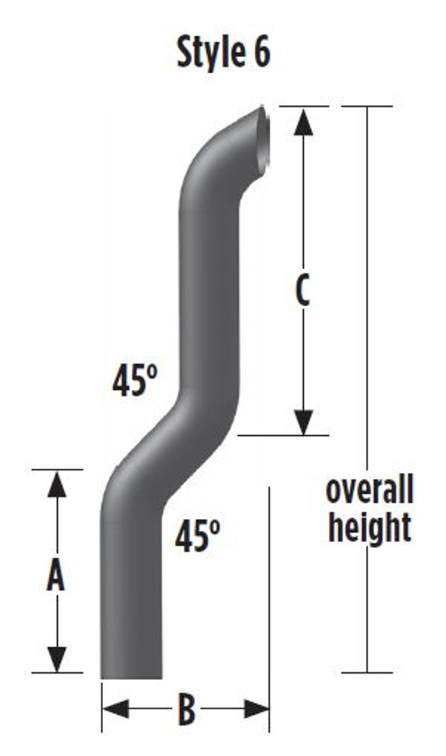 FEC-5KC 5" OD Chrome Dump Stack 45 A-14.8 B-11.6 C-25 Overall 46.75