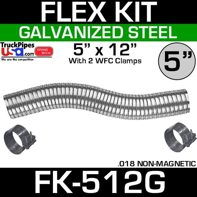 5" x 12" Galvanized Flex-Pipe Kit 2 Clamps Included FK-512G