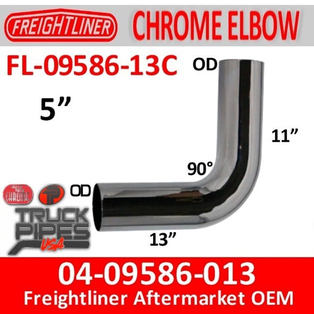 04-09586-013 Freightliner 90 Deg Chrome Exhaust Elbow FL-09586-013C