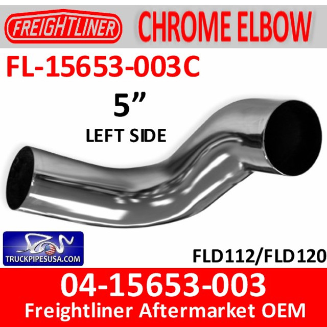 04-15653-003C Freightliner Chrome Left Exhaust Elbow FL-15653-003C