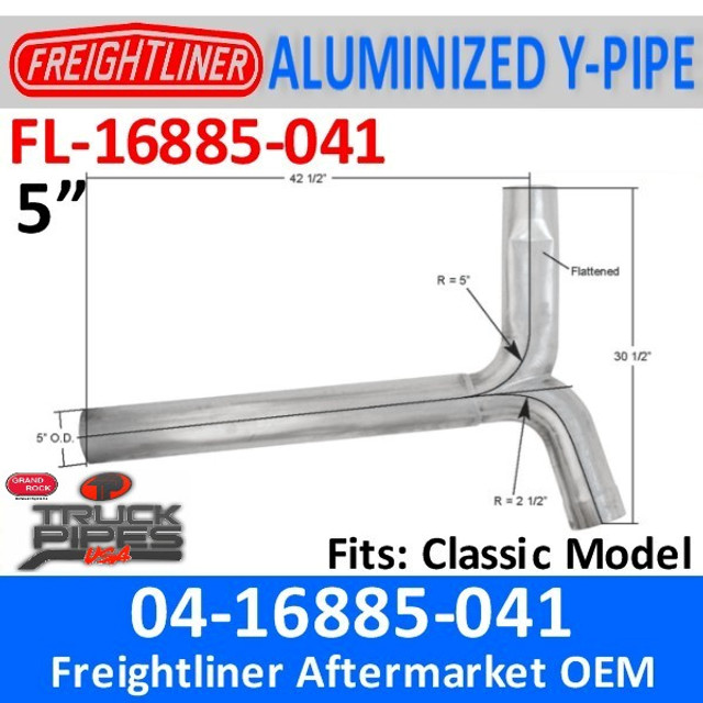 04-16885-041 Freightliner Aluminized Y-Pipe Exhaust FL-16885-041