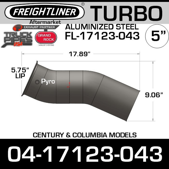 04-17123-043 Freightliner Exhaust Turbo Elbow Pipe FL-17123-043