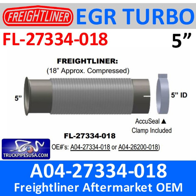 EBFL11879 or A04-27334-018 Freightliner Bellows Flex Pipe